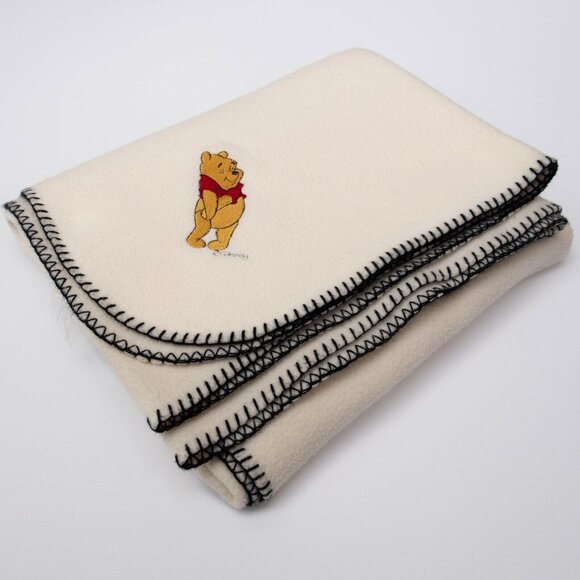 Vintage Disney Winnie The Pooh Baby Blanket 45"x58" Fleece Embroidered Soft Cozy - Picture 3 of 6